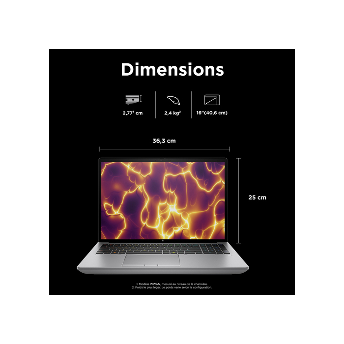 HP ZBook Fury G11 Intel Core i9-14900HX 16" 64 Go 2 To SSD NVIDIA Quadro RTX 4000 Wi-Fi 7 Windows 11 Pro Argent