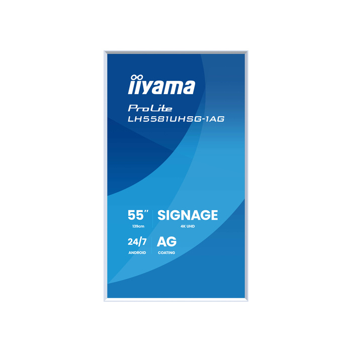 iiyama LH5581UHSG-1AG Écran d'affichage dynamique Écran plat interactif 54,6" Wifi 500 cd/m² 4K Ultra HD Blanc Intégré dans le processeur Android 10 24/7