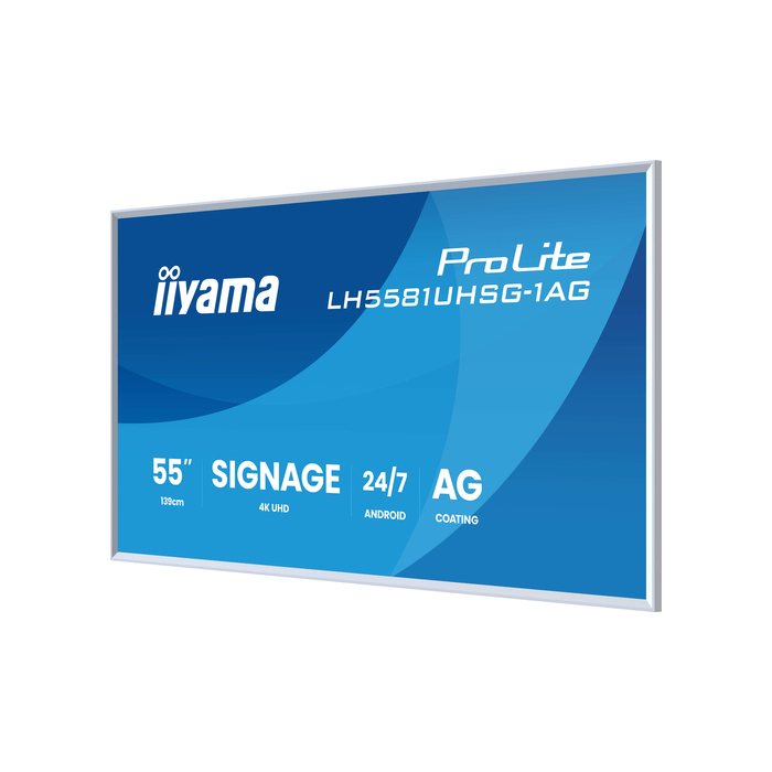 iiyama LH5581UHSG-1AG Écran d'affichage dynamique Écran plat interactif 54,6" Wifi 500 cd/m² 4K Ultra HD Blanc Intégré dans le processeur Android 10 24/7