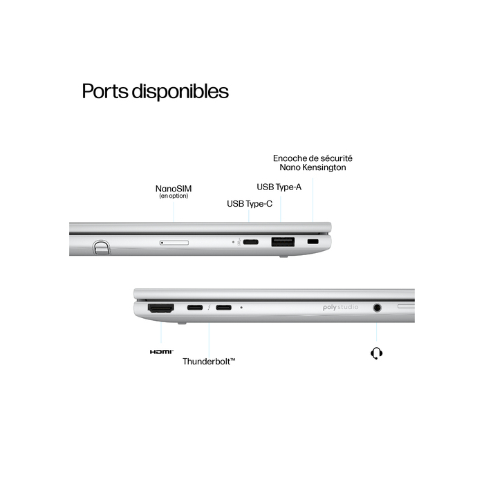 HP EliteBook 8 Flip G1i Intel Ultra 5 225U Hybride (2-en-1) 13.3" Écran tactile 16 Go 512 Go Wi-Fi 7 W11