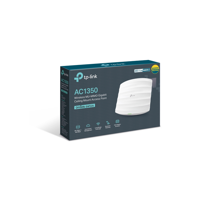 TP-Link Omada EAP225 point d'accès réseaux locaux sans fil 1350 Mbit/s Blanc Connexion Ethernet, supportant l'alimentation via ce port (PoE)