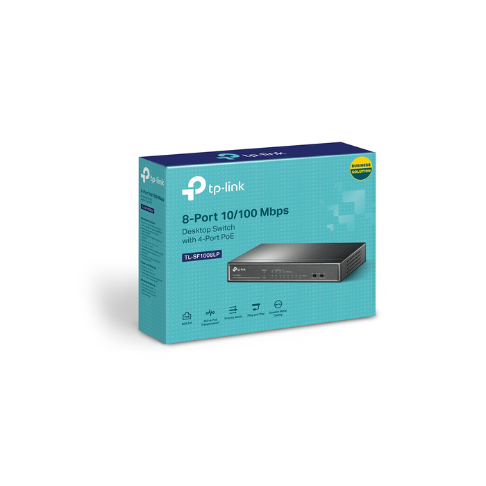 TP-Link TL-SF1008LP commutateur réseau Non-géré Fast Ethernet (10/100) Connexion Ethernet, supportant l'alimentation via ce port (PoE) Noir