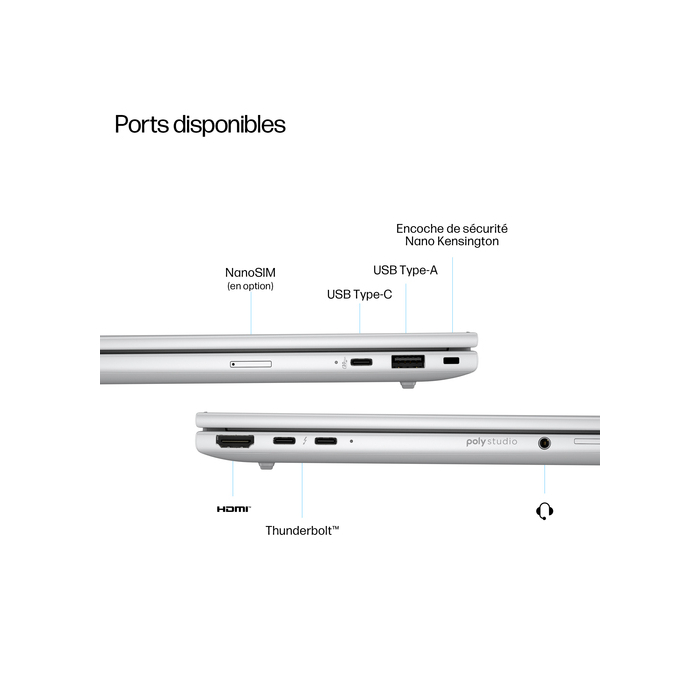 HP EliteBook 8 G1i 16 inch Notebook AI PC Copilot+ PC Intel Core Ultra 7 255U 16" 32 Go 1 To Wi-Fi 7 Windows 11 Pro Argent