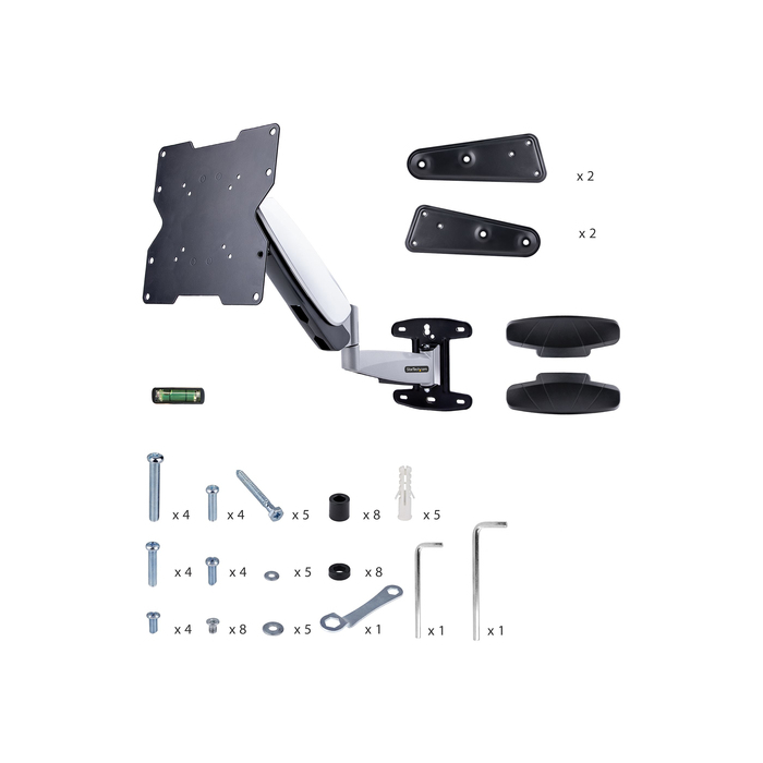 StarTech.com Support Mural TV VESA - Fixation Murale VESA Réglable pour Écrans 23-55" - Support Mural TV Mince Supportant 30kg - Bras Articulé TV 55 pouces - Support Mural TV Pivotant/Extensible/Basculant