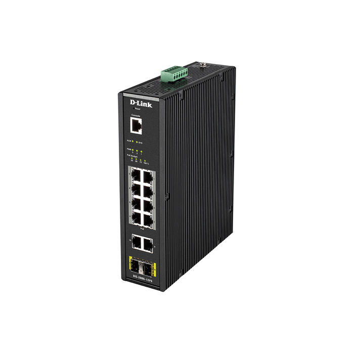 D-Link DIS-200G-12PS commutateur réseau Géré L2 Gigabit Ethernet (10/100/1000) Connexion Ethernet, supportant l'alimentation via ce port (PoE) Noir