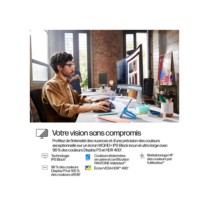 HP Series 7 Pro Écran WQHD+ Thunderbolt 4 37,5 pouces - 738pu
