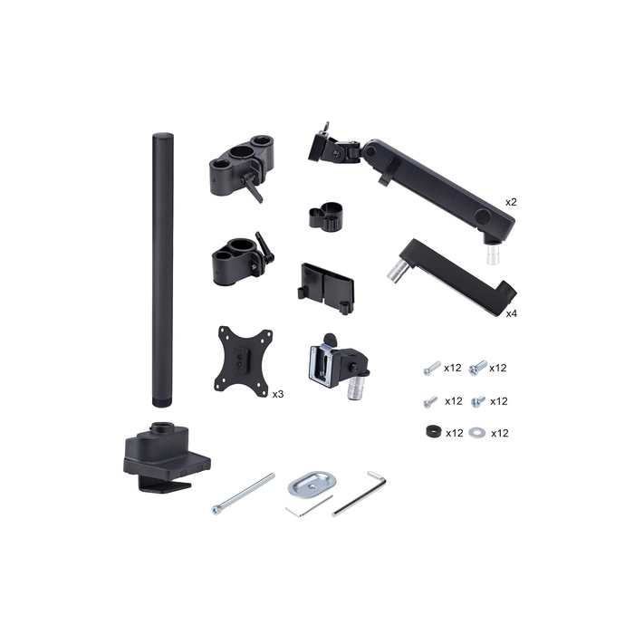 StarTech.com Support de Bureau pour 3 Écrans 27", VESA 75x75/100x100, Bras Articulé Réglable sans Outils, Pince en C/Passe-Fil, Support d'Écrans 27 pouces, Bras pour Moniteur Assisté par Ressort