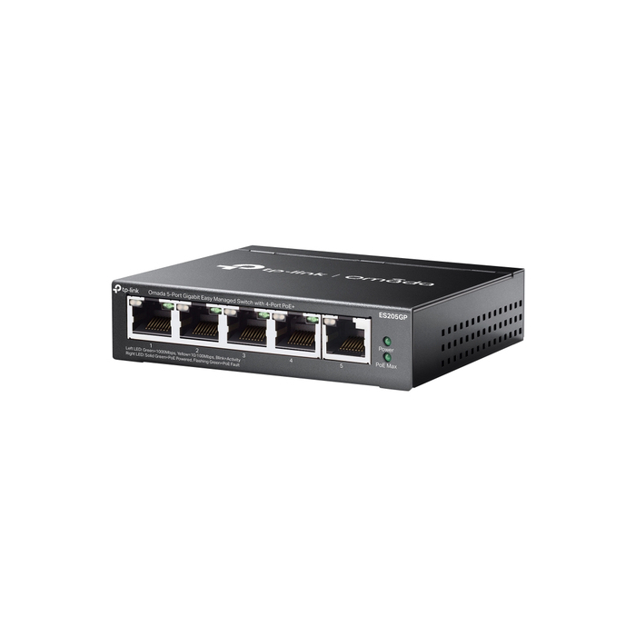 TP-Link Omada ES205G Géré Gigabit Ethernet (10/100/1000) Connexion Ethernet, supportant l'alimentation via ce port (PoE) Noir