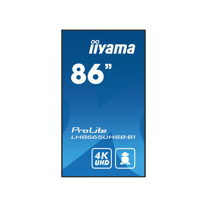 iiyama LH8665UHSB-B1 Écran d'affichage dynamique En forme de kiosk 2,18 m (86") LED Wifi 800 cd/m² 4K Ultra HD Noir Intégré dans le processeur Android 11 24/7