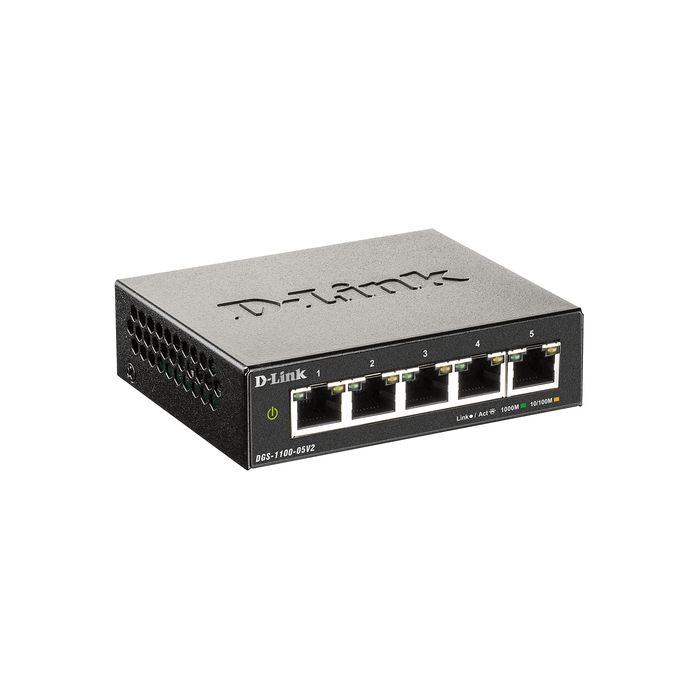 D-Link DGS-1100-05V2/E commutateur réseau Géré L2 Gigabit Ethernet (10/100/1000) Noir