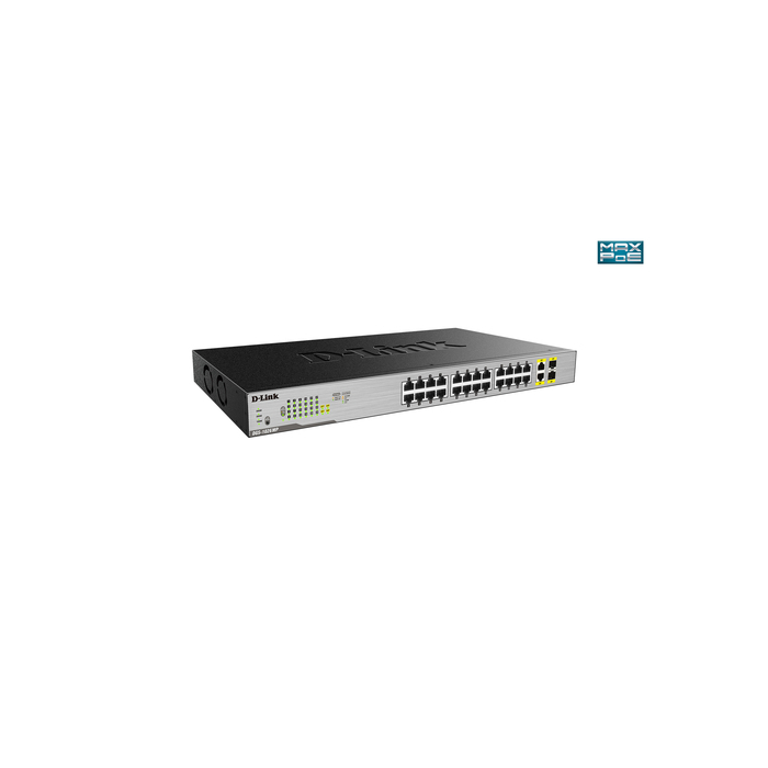 D-Link DGS-1026MP commutateur réseau Non-géré Gigabit Ethernet (10/100/1000) Connexion Ethernet, supportant l'alimentation via ce port (PoE) Noir, Gris