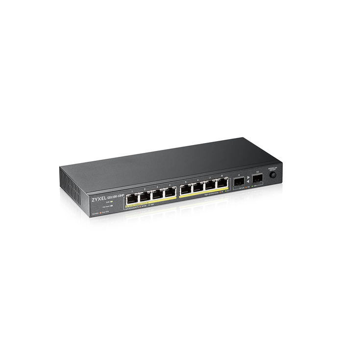 ZYXEL    Zyxel GS1100-10HP v2 Non-géré Gigabit Ethernet (10/100/1000) Connexion Ethernet, supportant l'alimentation via ce port (PoE) Noir