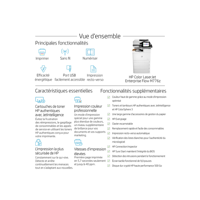 HP Color LaserJet Enterprise Flow Imprimante multifonction M776z