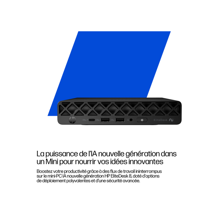 HP EliteDesk 8 Mini G1a Desktop Next Gen AI PC Wolf Pro Security Edition AMD Ryzen AI 5 340 16 Go DDR5-SDRAM 512 Go SSD Windows 11 Pro Mini PC Noir