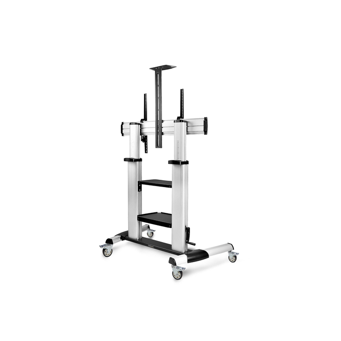 StarTech.com Support TV à Roulettes pour Écrans Plats de 60 à 100 pouces jusqu'à 100 kg, Réglage en Hauteur par Manivelle, Support/Chariot Télé Mobile