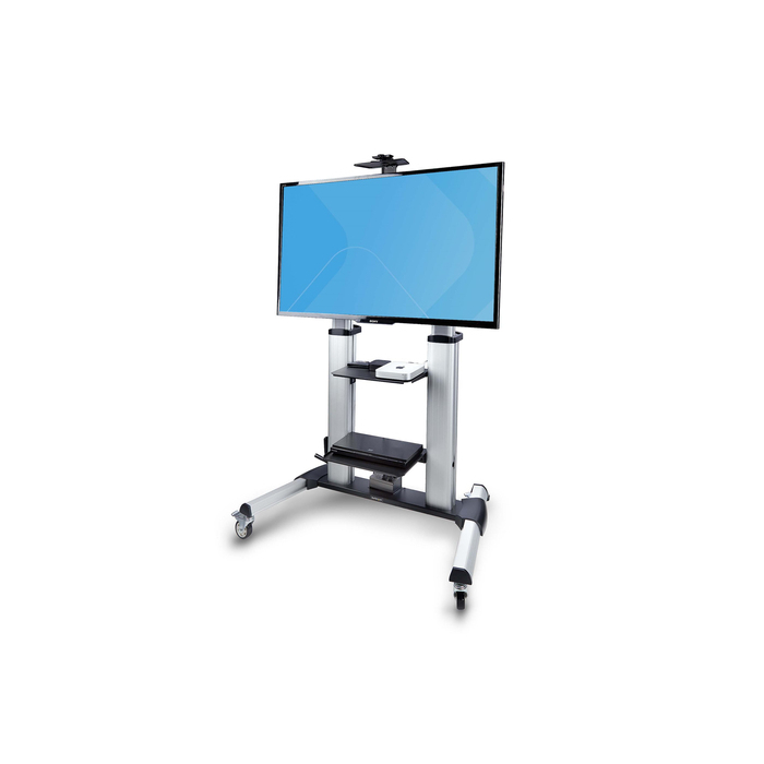 StarTech.com Support TV à Roulettes pour Écrans Plats de 60 à 100 pouces jusqu'à 100 kg, Réglage en Hauteur par Manivelle, Support/Chariot Télé Mobile