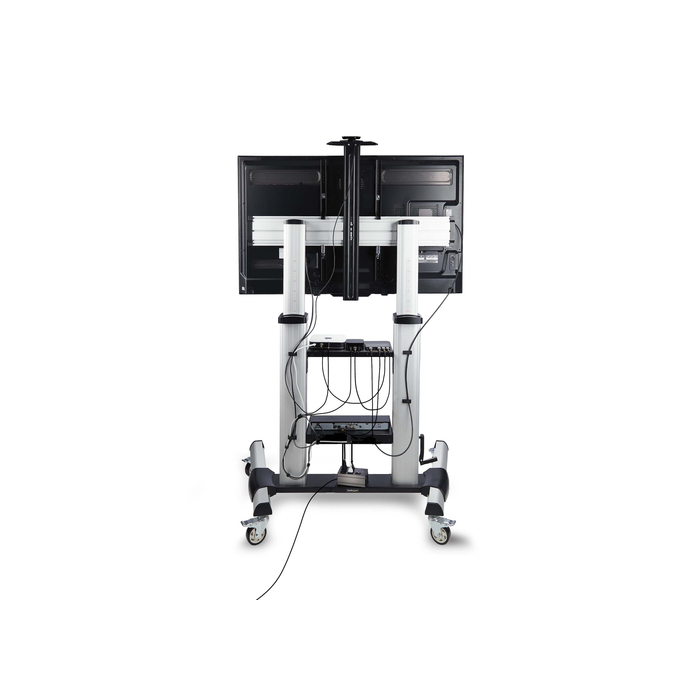 StarTech.com Support TV à Roulettes pour Écrans Plats de 60 à 100 pouces jusqu'à 100 kg, Réglage en Hauteur par Manivelle, Support/Chariot Télé Mobile