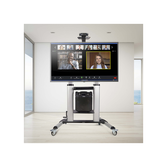 StarTech.com Support TV à Roulettes pour Écrans Plats de 60 à 100 pouces jusqu'à 100 kg, Réglage en Hauteur par Manivelle, Support/Chariot Télé Mobile