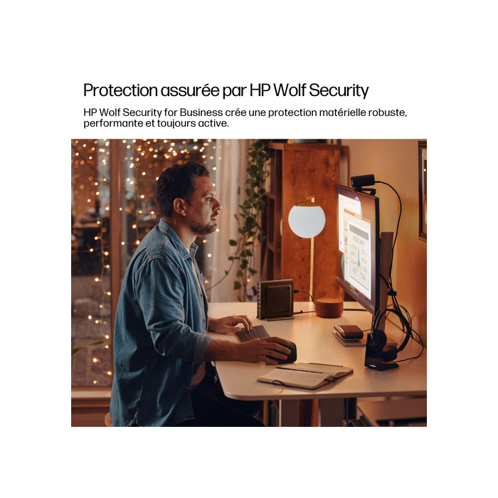 HP EliteDesk 8 Mini G1a Desktop Next Gen AI PC Wolf Pro Security Edition 350 16 Go DDR5-SDRAM 512 Go SSD Windows 11 Pro Mini PC Noir