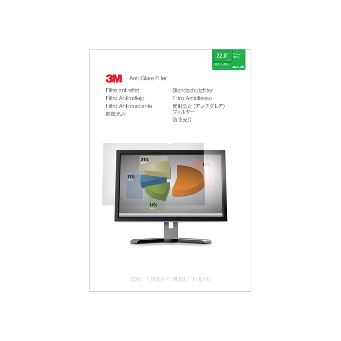 3M Filtre anti-reflet pour moniteur 22 po, 16:10, AG220W1B
