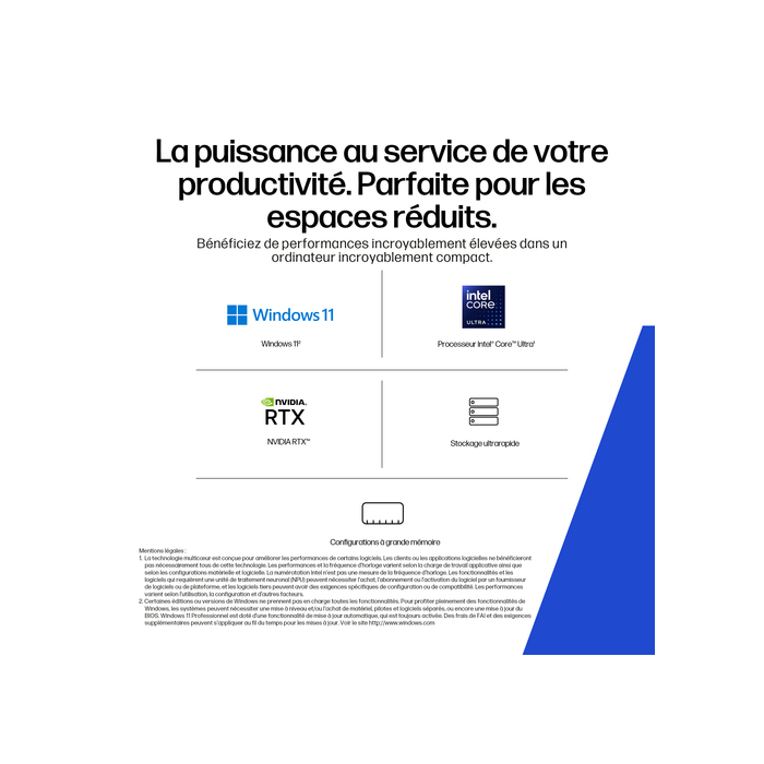 HP Z2 Mini G1i Workstation Desktop PC Intel Core Ultra 7 265 16 Go DDR5-SDRAM Windows 11 Pro Mini PC Station de travail AI PC, AI Workstation Noir