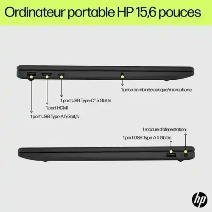 Ordinateur Portable HP 15 - Écran 15,6" - Full HD - Intel Core i5 13e i5-1334U - 16 Go - 512 Go SSD - Argenté- Windows 11 Home - Webcam - Wireless (copie)