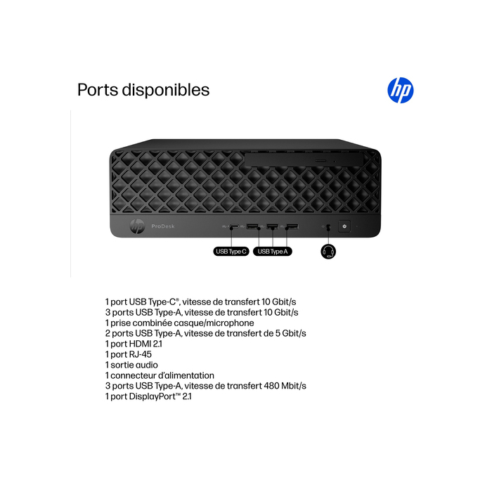 HP ProDesk 4 SFF G1i Desktop AI PC Intel Core Ultra 7 265 16 Go DDR5-SDRAM 512 Go SSD Windows 11 Pro Noir