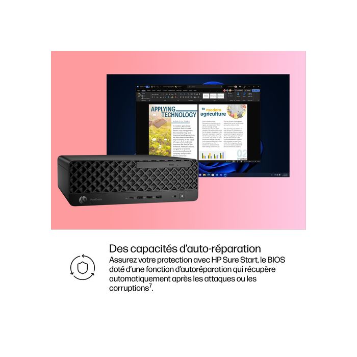 HP ProDesk 4 SFF G1i Desktop AI PC Intel Core Ultra 7 265 16 Go DDR5-SDRAM 512 Go SSD Windows 11 Pro Noir