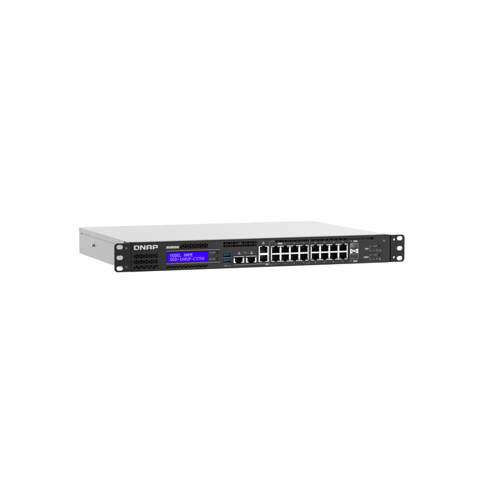 QNAP QGD-1602P Géré L2 2.5G Ethernet (100/1000/2500) Connexion Ethernet, supportant l'alimentation via ce port (PoE) Noir, Gris