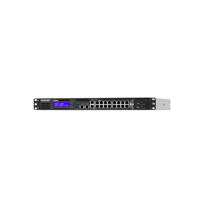 QNAP QGD-1602P Géré L2 2.5G Ethernet (100/1000/2500) Connexion Ethernet, supportant l'alimentation via ce port (PoE) Noir, Gris