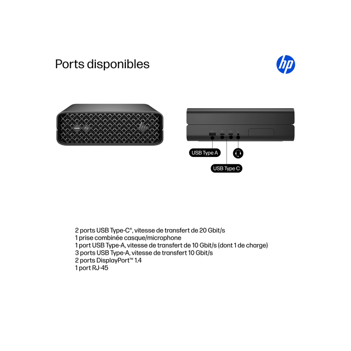 HP Z2 Mini G1i Workstation Desktop PC Intel Core Ultra 7 265 16 Go DDR5-SDRAM Windows 11 Pro Mini PC Station de travail AI PC, AI Workstation Noir
