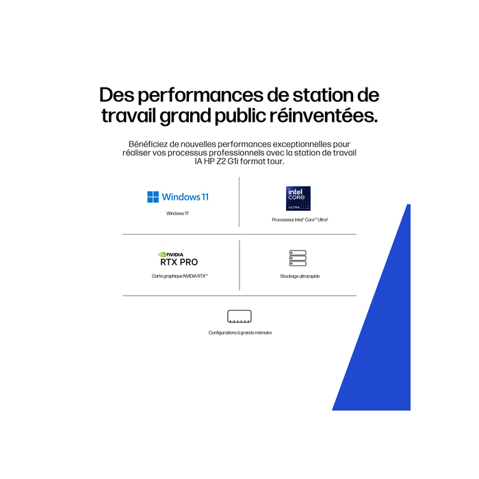 HP Z2 Tower G1i Intel Core Ultra 7 265K 32 Go DDR5-SDRAM 1 To SSD Windows 11 Pro Station de travail AI PC, AI Workstation Noir