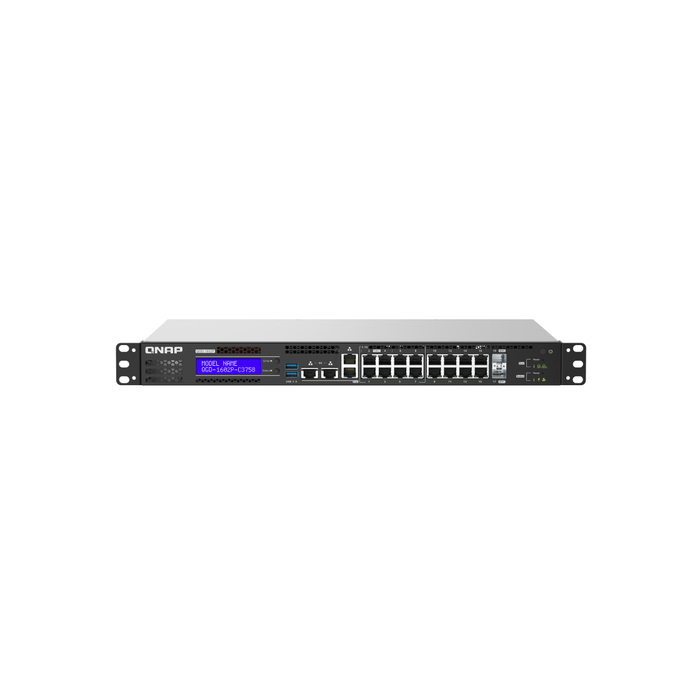 QNAP QGD-1602P Géré L2 2.5G Ethernet (100/1000/2500) Connexion Ethernet, supportant l'alimentation via ce port (PoE) Noir, Gris