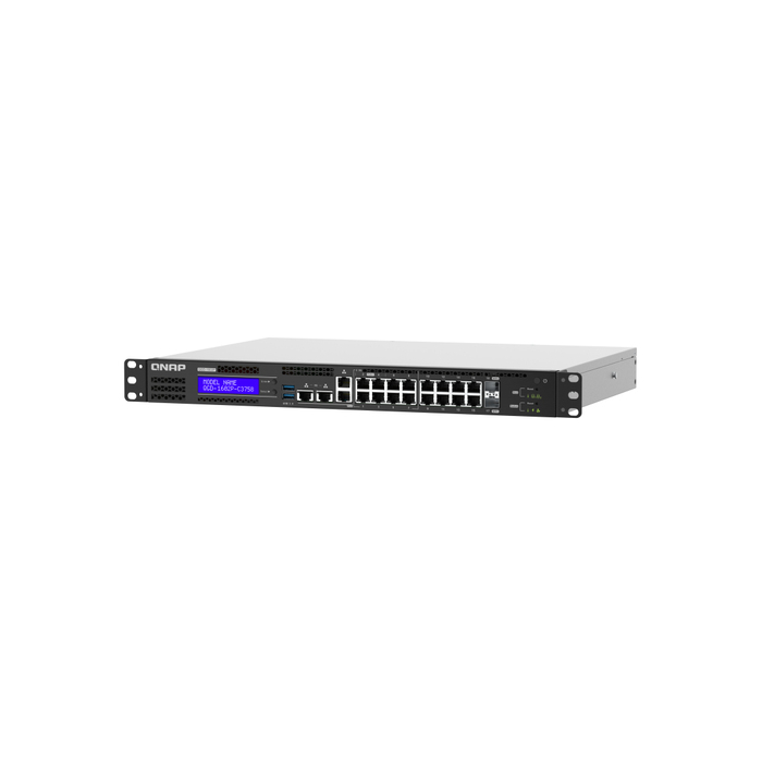 QNAP QGD-1602P Géré L2 2.5G Ethernet (100/1000/2500) Connexion Ethernet, supportant l'alimentation via ce port (PoE) Noir, Gris