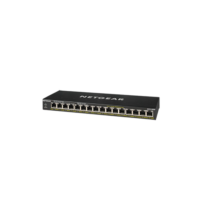 NETGEAR GS316PP Non-géré Gigabit Ethernet (10/100/1000) Connexion Ethernet, supportant l'alimentation via ce port (PoE) Noir