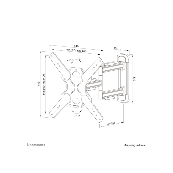 NEOMOUNTS PRODUCTS EUR Neomounts WL40S-850BL14 Support pour écran mural 40-65" - orientable - installation rapide