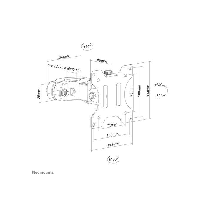 NEOMOUNTS PRODUCTS EUR Neomounts FL40-430BL11 Support de colonne pour écran 17-32" - diam. 28-60 mm