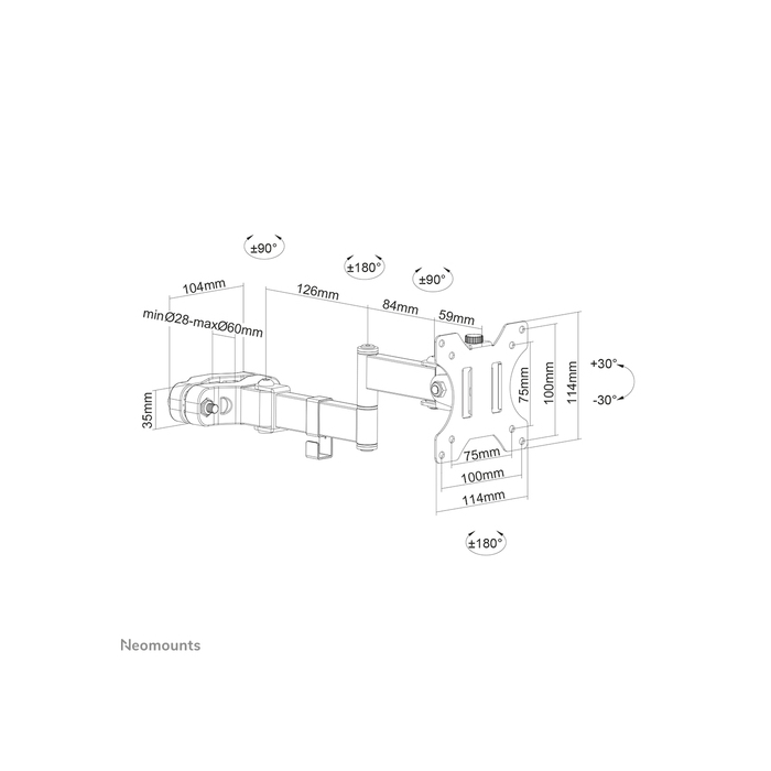 NEOMOUNTS PRODUCTS EUR Neomounts FL40-450BL11 Support de colonne pour écran 17-32" - diam. 28-60 mm - orientable