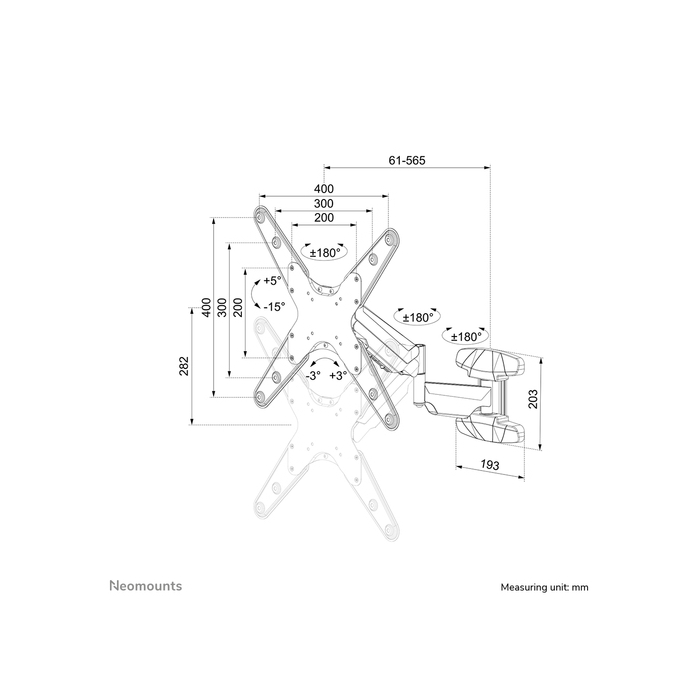NEOMOUNTS PRODUCTS EUR Neomounts WL70-550BL14 Support mural pour écran 40-55" - ressort à gaz - orientable