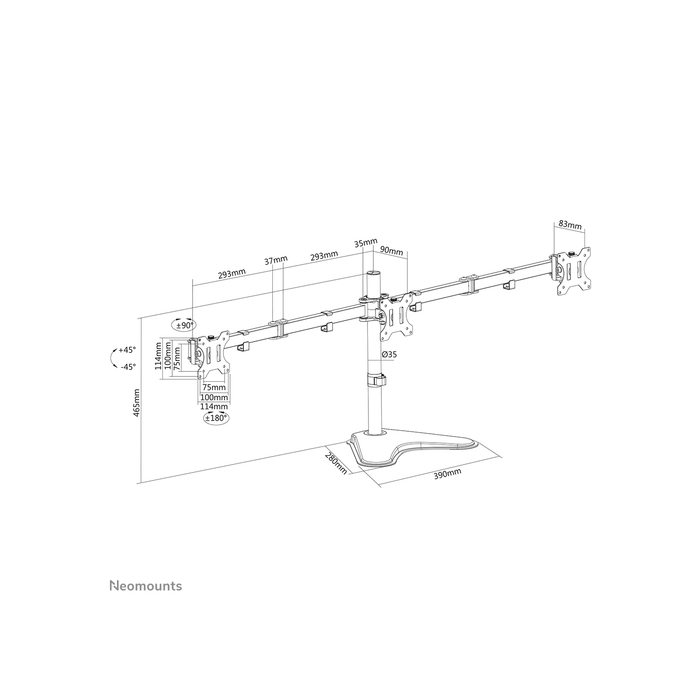 NEOMOUNTS PRODUCTS EUR Neomounts FPMA-D550DD3BLACK Support d'écran à poser 13-27"