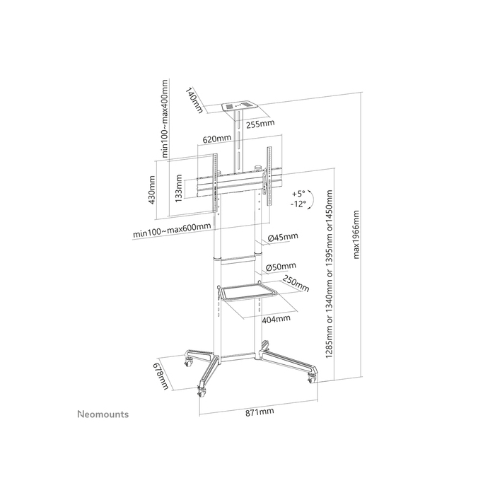 NEOMOUNTS PRODUCTS EUR Neomounts FL50-550BL1 Support au sol mobile pour écran 37-70"