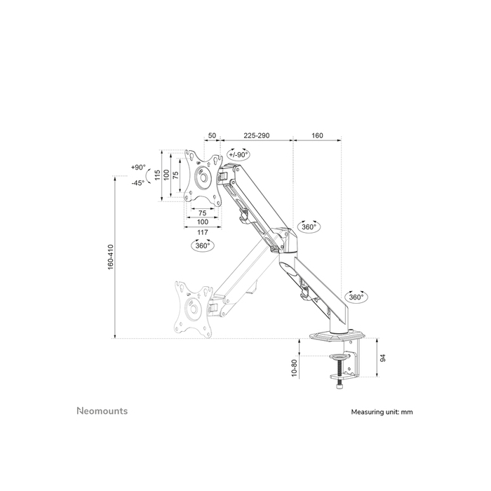 NEOMOUNTS PRODUCTS EUR Neomounts DS70-700BL1 Support d'écran à fixer 17-27" - ressort à gaz