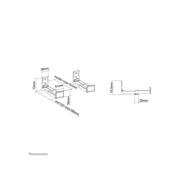 NEOMOUNTS PRODUCTS EUR Neomounts AWL29-550BL1 Support mural pour vidéobar/barre de son - max 15 kg - universel