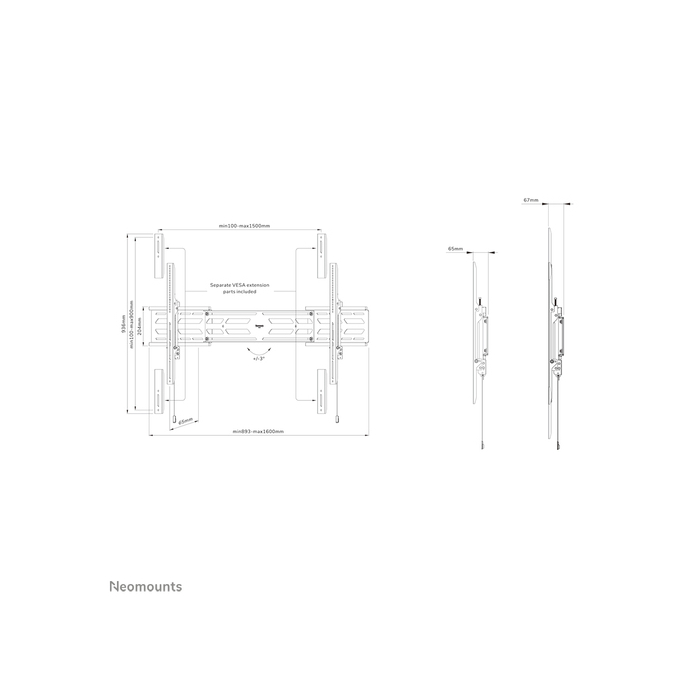 NEOMOUNTS PRODUCTS EUR Neomounts WL30S-950BL19 Support mural robuste pour écran 55-115" - fixe - verrouillable - paysage et portrait