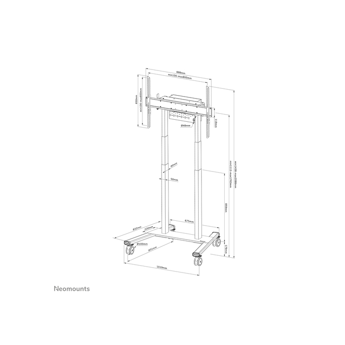 NEOMOUNTS PRODUCTS EUR Neomounts FL55-875BL1 Support au sol mobile pour écran 55-100" - motorisé - TÜV