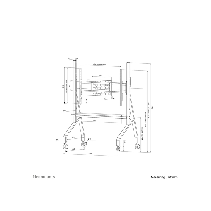 NEOMOUNTS PRODUCTS EUR Neomounts FL50-525WH1 Support au sol mobile pour écran 55-86" - installation rapide - TÜV