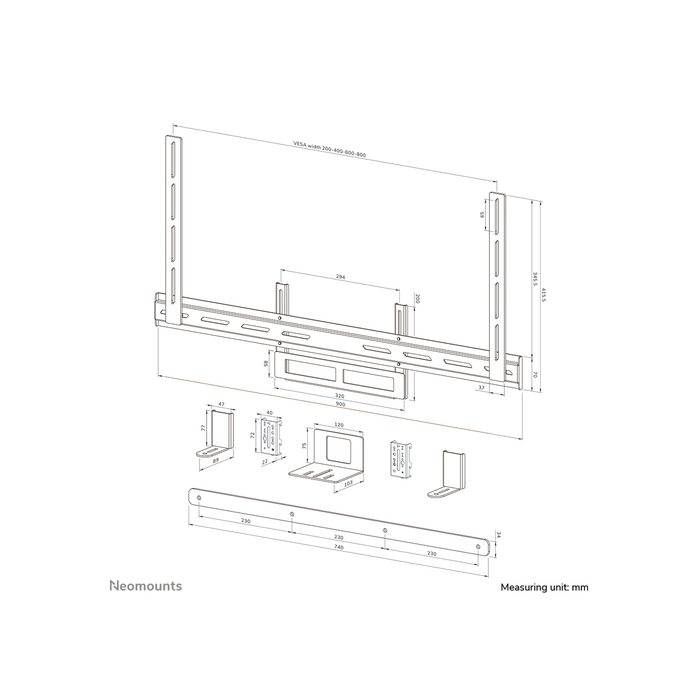 NEOMOUNTS PRODUCTS EUR Neomounts AV2-500BL Kit vidéobar 43-110" - VESA - max 10 kg - universel