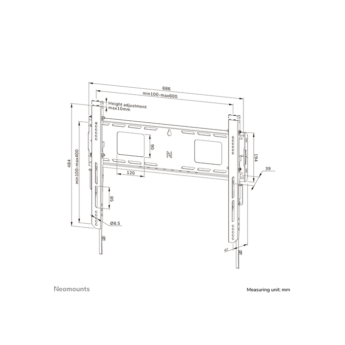 NEOMOUNTS PRODUCTS EUR Neomounts WL30-750BL16 Support mural fixe pour écran 42-86" - verrouillable - installation rapide - TÜV