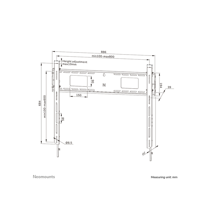 NEOMOUNTS PRODUCTS EUR Neomounts WL30-750BL18 Support mural fixe pour écran 55-98" - verrouillable - installation rapide - TÜV