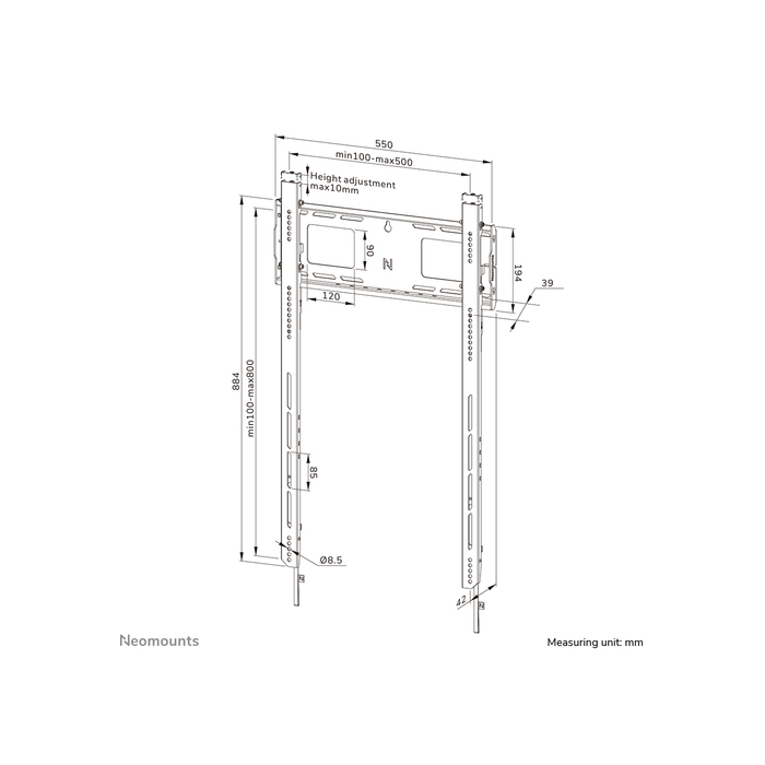 NEOMOUNTS PRODUCTS EUR Neomounts WL30-750BL18P Support mural fixe pour écran 50-98" - verrouillable - portrait - installation rapide - TÜV
